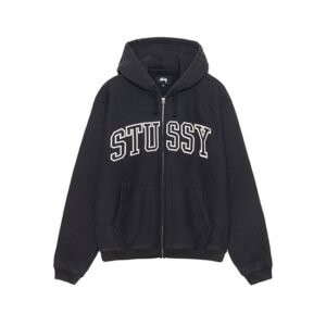 Stussy logo Marque Capuche Zippé Outline Noir Pull