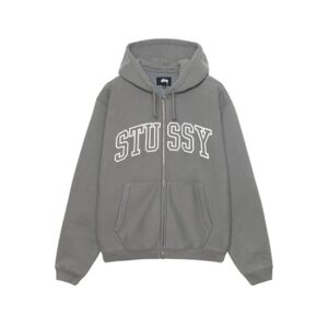 Stussy logo Marque Capuche Zippé Outline Gris Pull