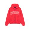 Stussy logo Marque Capuche Zippé Outline Rouge Pull