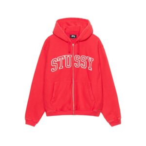 Stussy logo Marque Capuche Zippé Outline Rouge Pull
