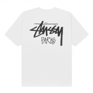 Stussy Logo Marque Paris T Shirt Blanc