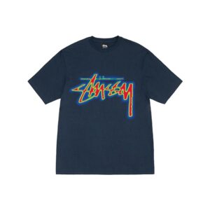 Stussy Logo Half Marque Thermique Marine T-Shirt